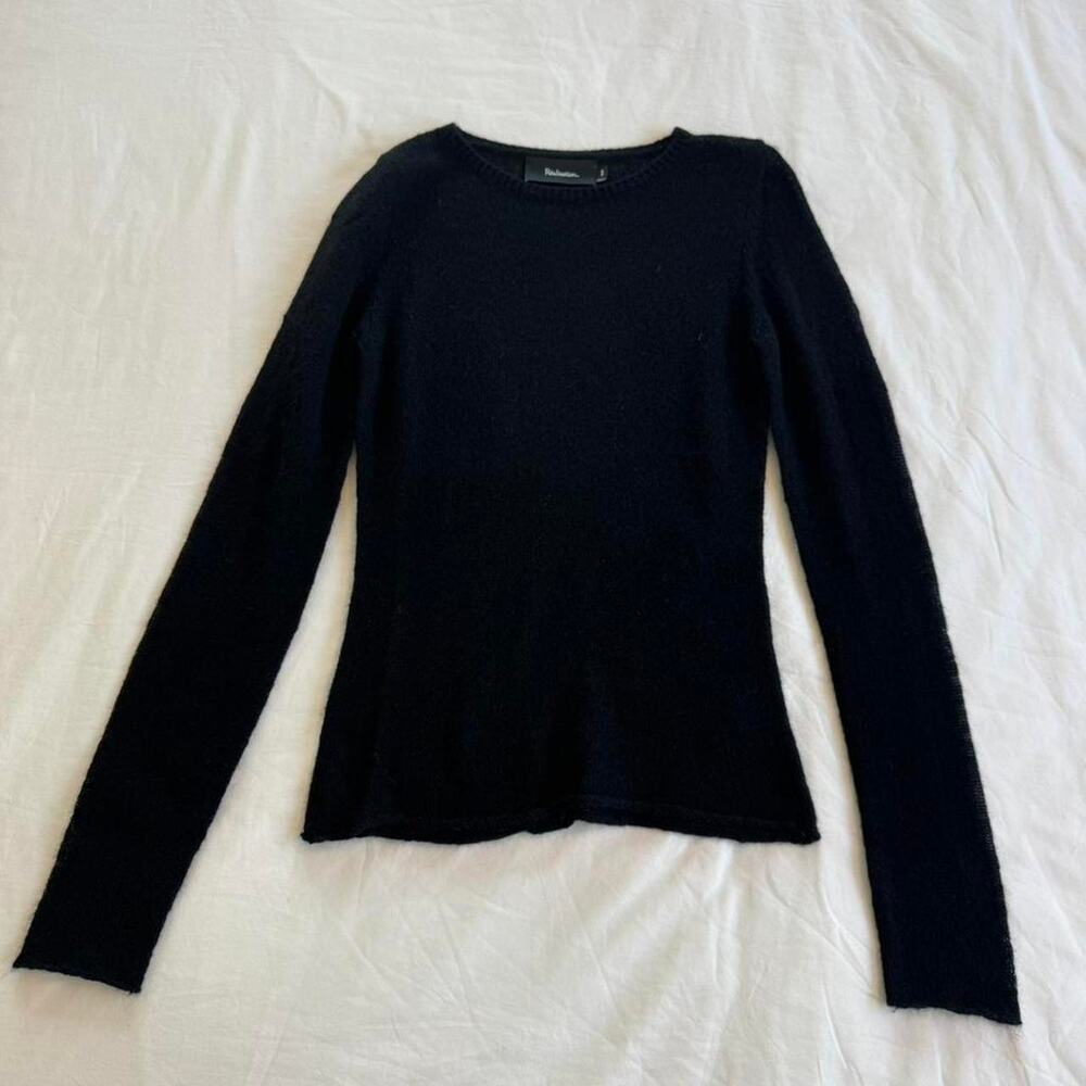 Realisation par black wool blended blouse